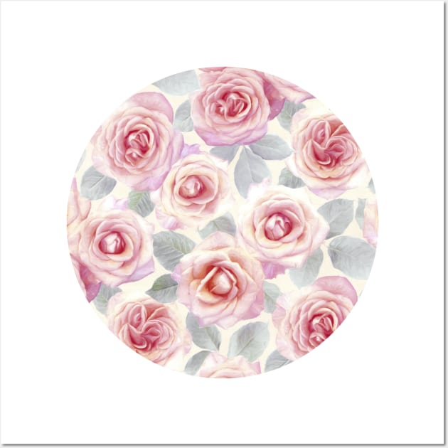 Mauve and Cream Painted Roses Wall Art by micklyn